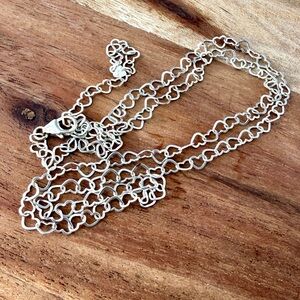 Sterling Silver Heart Chain Adjustable Necklace, Layering Necklace
